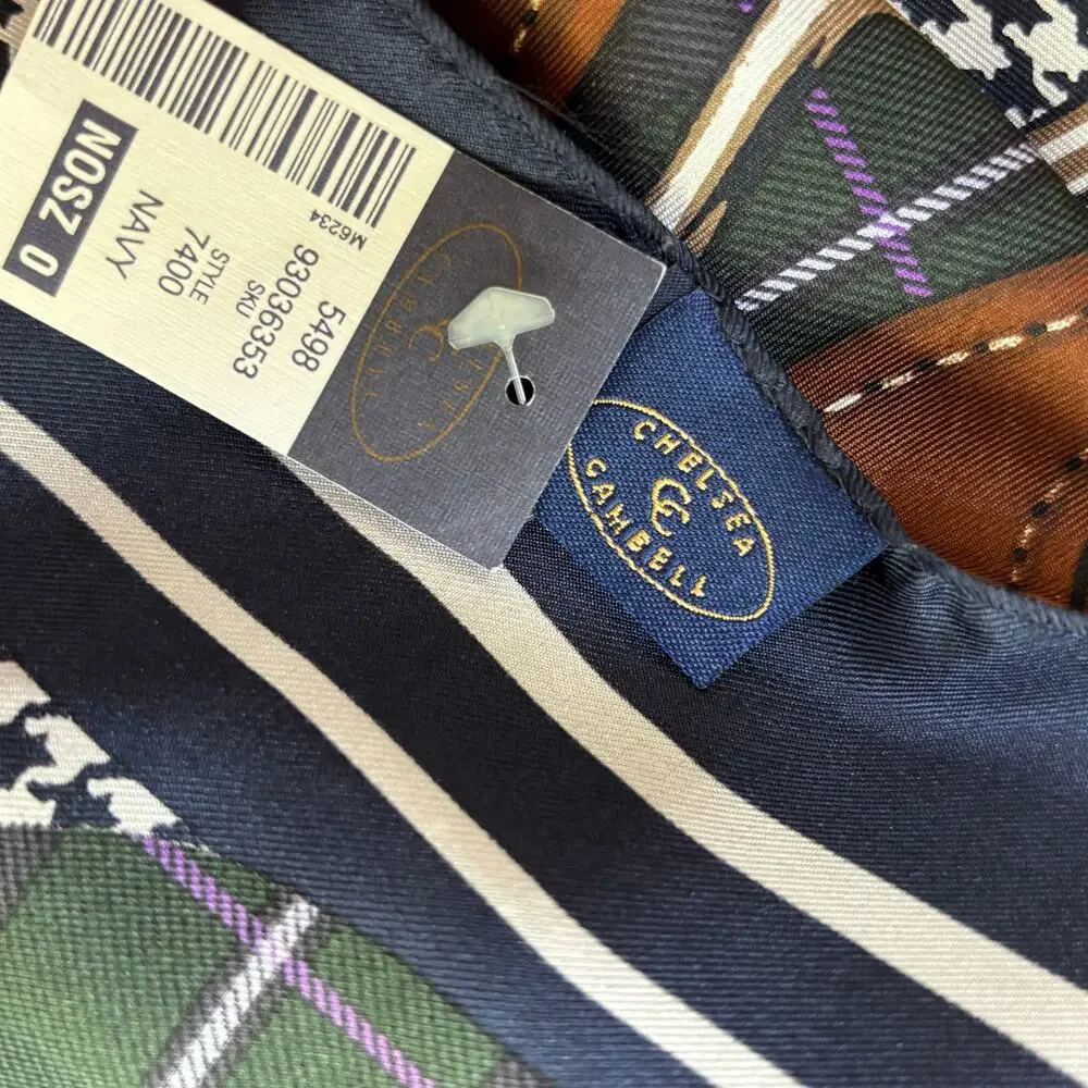 NWT Chelsea & Cambell golf theme silk scarf large 34